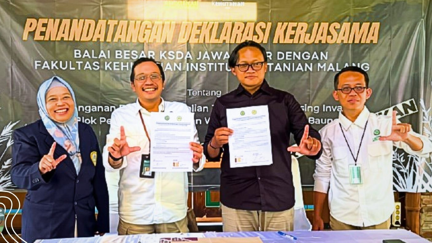 Banner BBKSDA Jawa Timur dan Institut Pertanian Malang Deklarasikan Kolaborasi Konservasi TWA Gunung Baung