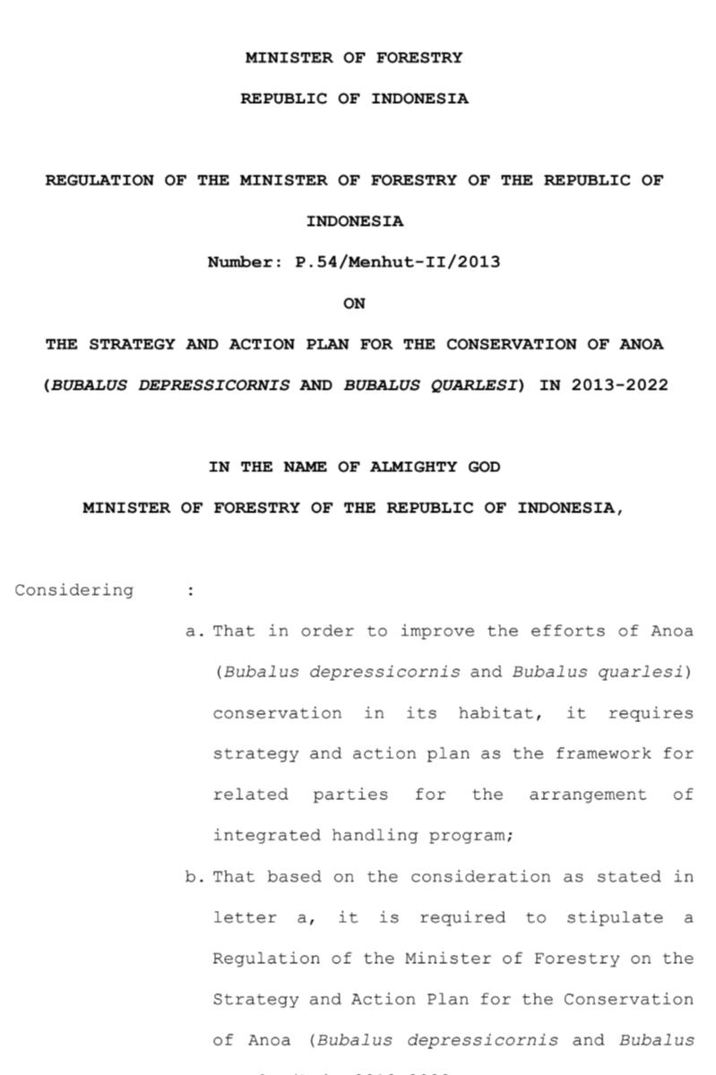 Dokumen SRAK Strategi dan Rencana Aksi Konservasi Anoa (Bubalus depressicornis dan Bubalus quarlesi) Tahun 2013–2022